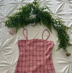 Pink plaid spaghetti strap dress